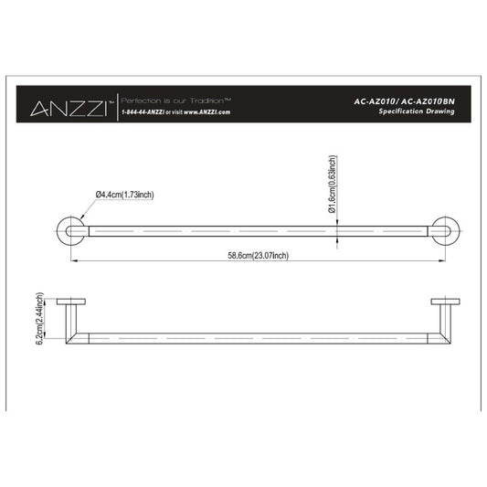 ANZZI Caster 2 Series 23.07 in. Towel Bar in Polished Chrome