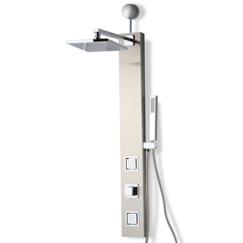 Dion Series 39 in. 2-Jetted Shower with Heavy Rain Showerhead and Spray Wand, Full Body Shower System in Brushed Nickel