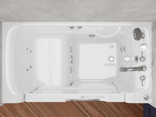 ANZZI Series 29 in. x 53 in. Right Drain Wheelchair Access Walk-In Whirlpool Tub with Fast Drain and Smart Bidet Toilet