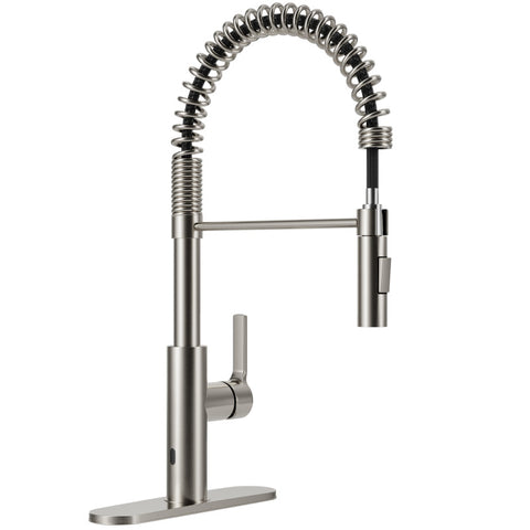 KF-AZ303BN - ANZZI Ola Hands Free Touchless 1-Handle Pull-Down Sprayer Kitchen Faucet with Motion Sense and Fan Sprayer in Brushed Nickel