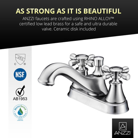 ANZZI Major Series 4 in. Centerset 2-Handle Mid-Arc Bathroom Faucet