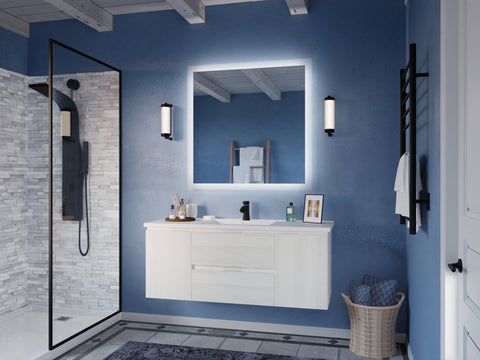 ANZZI 48 in W x 20 in H x 18 in D Bath Vanity with Cultured Marble Vanity Top in White with White Basin & Mirror
