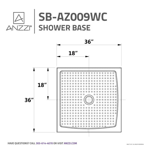 ANZZI Titan Series 36 in. x 36 in. Shower Base in White