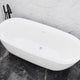 Ami Series 59 in. x 30 in. Flat Bottom Acrylic Freestanding 79 Gallon Soaking Bathtub with Center Drain in Glossy White