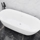 Britt Series 59 in. x 30 in. Flat Bottom Acrylic Freestanding Soaking Bathtub with Center Drain in Glossy White