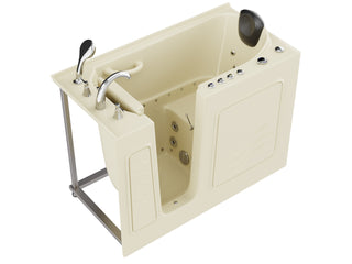 AZ2653LBD - ANZZI Coupe Series 26 in. x 53 in. Left Drain Quick Fill Walk-In Whirlpool and Air Tub with Powered Fast Drain in Biscuit