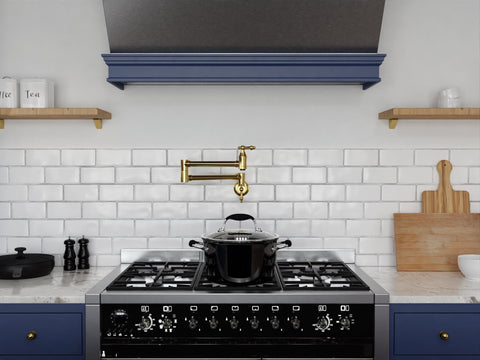 Marca 360-Degree 24" Wall Mounted Pot Filler with Dual Swivel in Brushed Gold