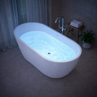 ANZZI Mone Series 67" L Freestanding Soaker Tub with Elegant Contemporary Design, Durable Acrylic Construction, and Built-in Overflow, Glossy White