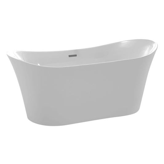 FT-AZ096 - ANZZI Eft Series 67 in. x 31 in. Flat Bottom Acrylic Freestanding 56 Gallon Soaking Bathtub with Center Drain in Glossy White