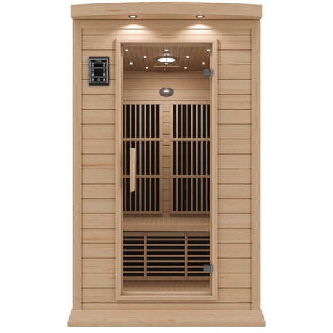 SC-SS0009-0S - SteamSpa SteamSpa Seychelles 2-Person Carbon FAR Infrared Infrared Hemlock Wooden Indoor Home Sauna Room with LED Touch Control Panel