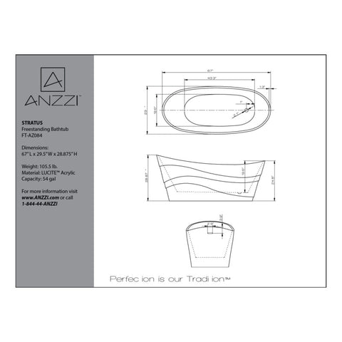 Stratus 5.6 ft. Acrylic Reversible Drain Freestanding Bathtub in Glossy White Stratus 5.6 ft. Acrylic Reversible Drain Freestanding Bathtub in Glossy White