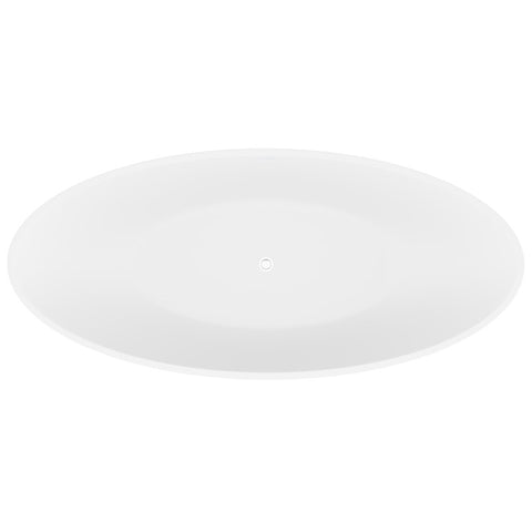 ANZZI Ala 6.2 ft. Solid Surface Center Drain Freestanding Bathtub in Matte White