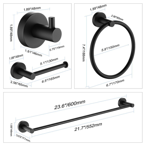 ANZZI 4-Piece Matte Black Bathroom Accessories Set