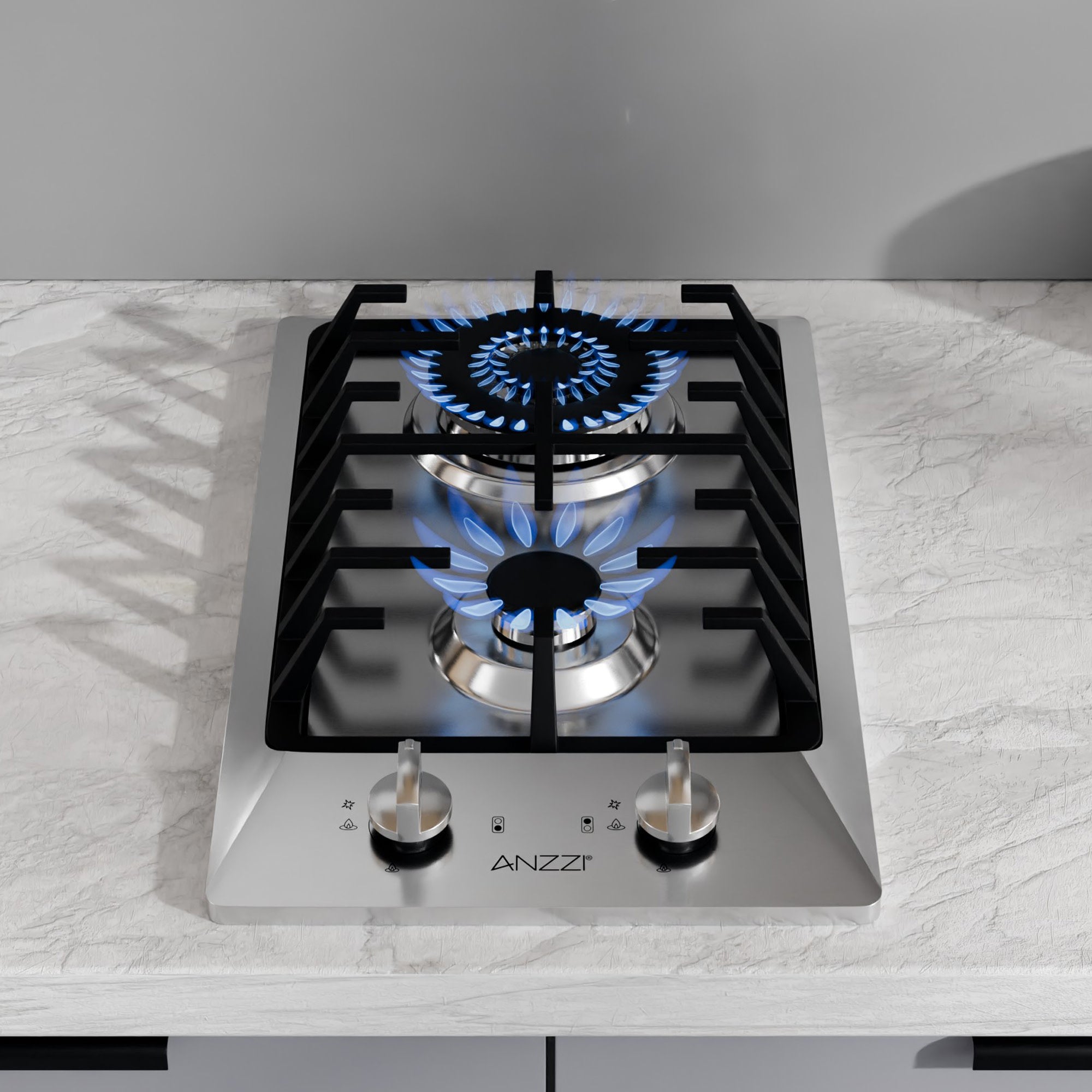 AZ-CKTGS01 - ANZZI 12 in. 2-Burner Recessed Gas Cooktop in
