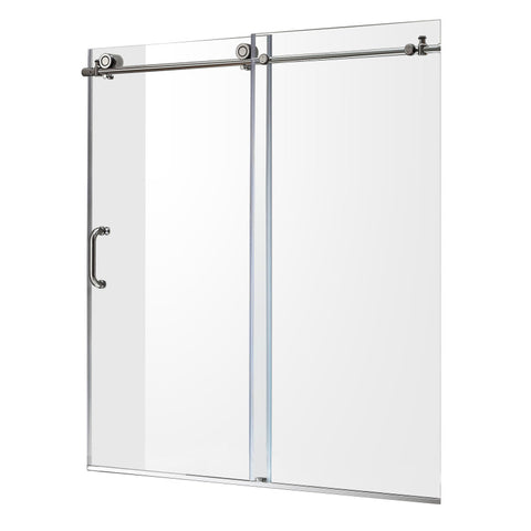 ANZZI 60 in. L x 30 in. W x 83 in. H Right Drain White Rectangular Tub with Frameless Sliding Tub Door in Polished Chrome