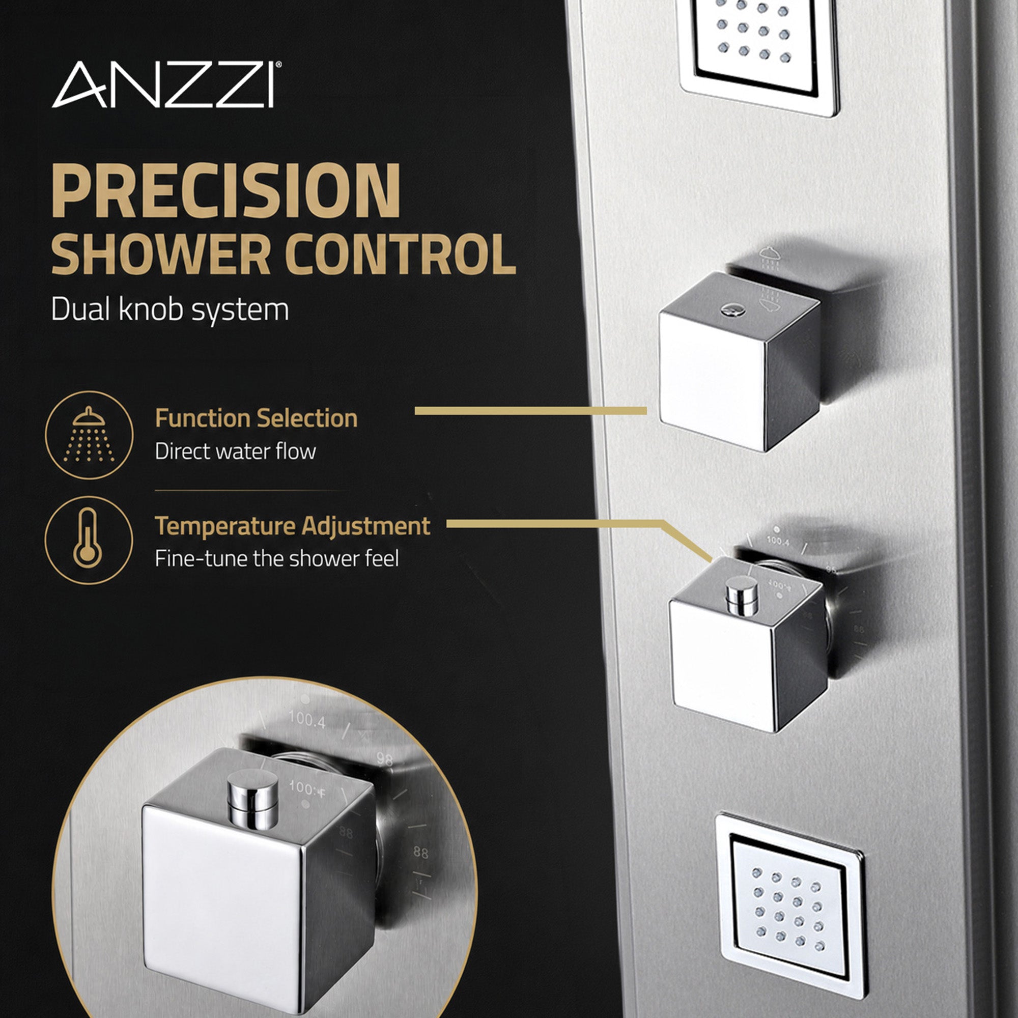 SP-AZ035 - ANZZI VISOR Series 60 in. 4-Jetted Full Body Shower