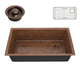 SK-027 - ANZZI Byzantine Drop-in Handmade Copper 31 in. 0-Hole Single Bowl Kitchen Sink in Hammered Antique Copper
