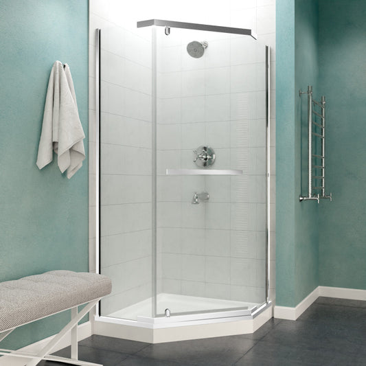 SD-AZ056-01CH - ANZZI Castle Series 49 in. x 72 in. H Hinged Semi-Frameless Shower Door in Polished Chrome with Tsunami Guard Tempered Glass