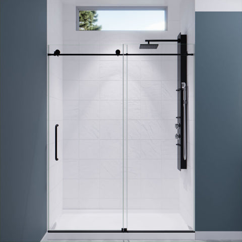 SD-AZ8077-02MBR - ANZZI ANZZI Series 60 in. by 76 in. Frameless Sliding Shower Door in Matte Black with Handle