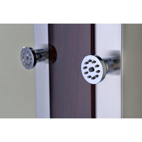 ANZZI Kiki 59 in. 6-Jetted Shower Panel with Heavy Rain Shower and Spray Wand in Mahogany Deco-Glass