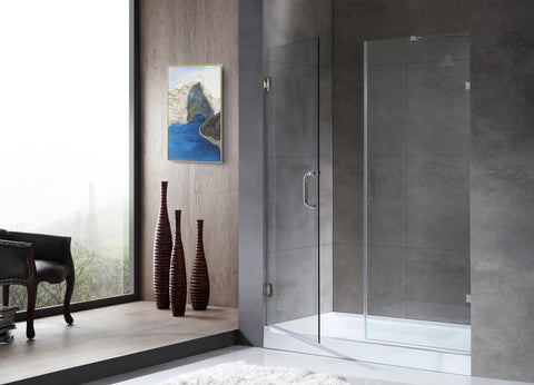 ANZZI Makata Series 60 in. by 72 in. Frameless Hinged Alcove Shower Door with Handle