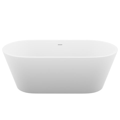 ANZZI Kosima 5.6 ft. Solid Surface Center Drain Freestanding Bathtub in Matte White