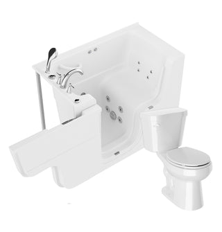 ANZZI 52 in. x 29 in. Left Drain Whirlpool Jetted Bathtub in White with Rounded Toilet and Soft Close Lid