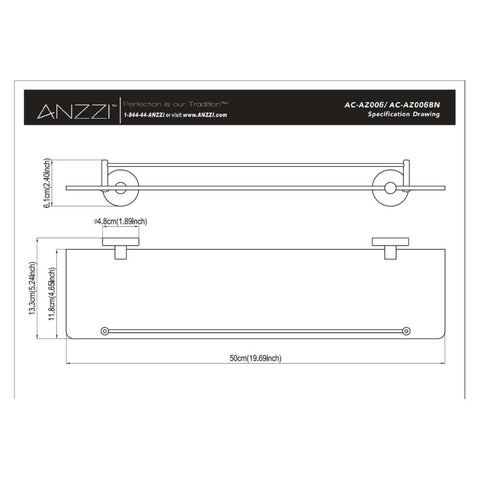 ANZZI ANZZI Caster Series 19.69 in. W Glass Shelf