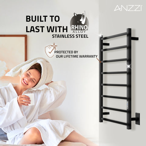 ANZZI Bell 8-Bar Stainless Steel Wall Mounted Electric Towel Warmer Rack