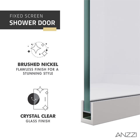 ANZZI Veil Series 74 in. by 34 in. Frameless Glass Shower Screen Shower Door