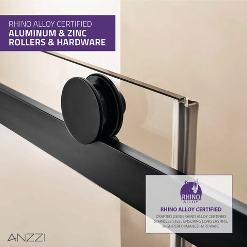 ANZZI Rhodes Series 60 in. x 76 in. Frameless Sliding Shower Door with Handle