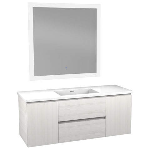VT-MR4CT48-WH - ANZZI 48 in W x 20 in H x 18 in D Bath Vanity in Rich White with Cultured Marble Vanity Top in White with White Basin & Mirror