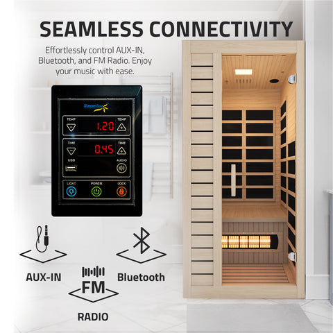 Lucia 1- Person Indoor Hemlock Wooden Carbon FAR Infrared Home Sauna Room with LED Touch Control Panel and Heater