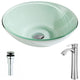 LSAZ083-095B - ANZZI Sonata Series Deco-Glass Vessel Sink in Lustrous Light Green with Harmony Faucet in Brushed Nickel