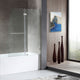 60 in. L x 32 in. W x 79 in. H Right Drain White Rectangular Tub with Frameless Hinged Tub Door in Brushed Nickel Finish