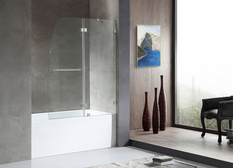 60 in. L x 30 in. W x 79 in. H Right Drain White Rectangular Tub with Frameless Hinged Tub Door in Brushed Nickel Finish