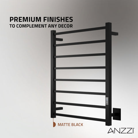 ANZZI Bell 8-Bar Stainless Steel Wall Mounted Electric Towel Warmer Rack