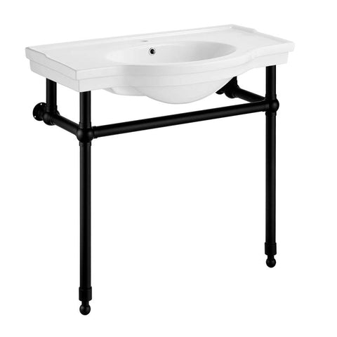 CS-FGC003-MB - ANZZI Viola 34.5 in. Console Sink in Matte Black with Ceramic Counter Top