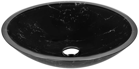 Marbela Series 20 in. Bathroom Vessel Sink with Scratch-Tough and Stain-Resistant Non-Porous Surface in Black Glass