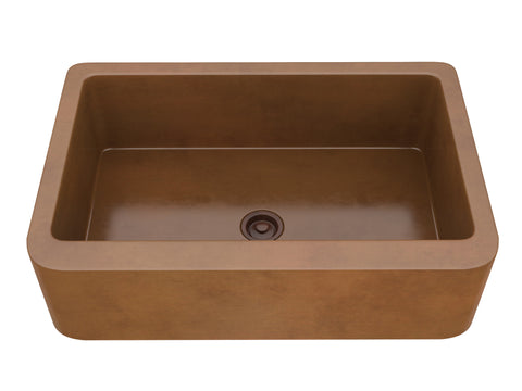 Venture Farmhouse Handmade Copper 33 in. 0-Hole Single Bowl Kitchen Sink in Polished Antique Copper