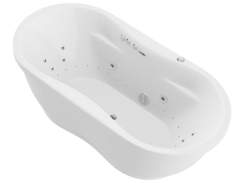 Endurance Tubs Janna 6 ft. Acrylic Whirlpool and Air 53 Gallon Capacity Freestanding Bathtub with Center Drain in White