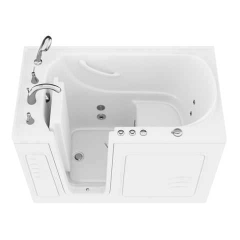ANZZI ANZZI 30 in. x 53 in. Left Drain Quick Fill Walk-In Whirlpool Tub with Powered Fast Drain in White