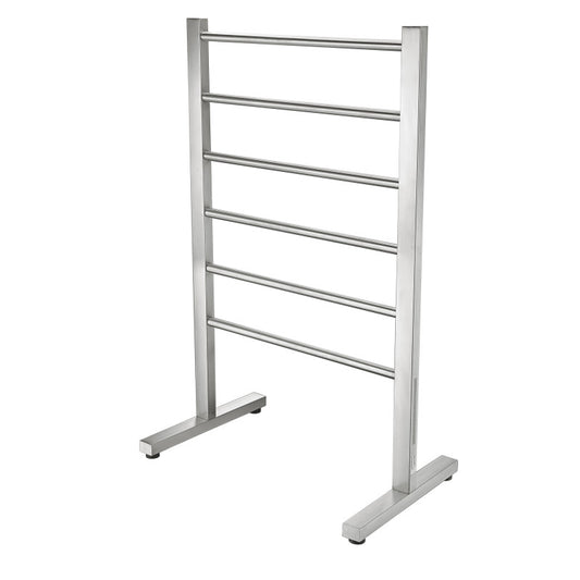 TW-AZ102BN - Riposte Series 6-Bar Stainless Steel Floor Mounted Electric Towel Warmer Rack-Brushed Nickel