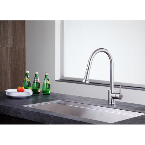 KF-AZ213BN - ANZZI Tycho Single-Handle Pull-Out Sprayer Kitchen Faucet in Brushed Nickel
