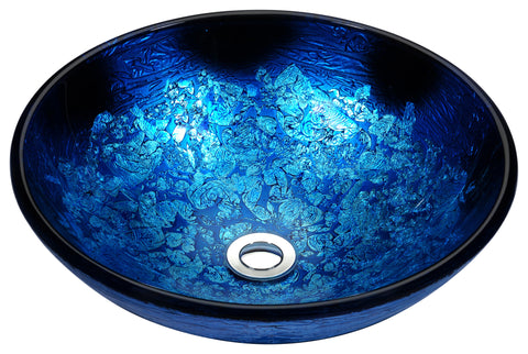 Tara Series Deco-Glass Vessel Sink in Blue Blaze