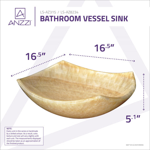 ANZZI Flavescent Visage Natural Stone Vessel Sink in Cream Jade