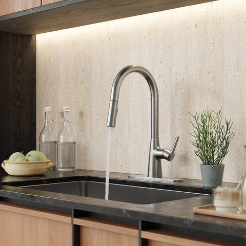 Modern Touchless Brushed Nickel Pull-Down Kitchen Faucet