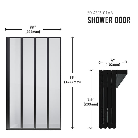 ANZZI 56-in. x 33-in. Accordion-Style Bathtub Shower Door