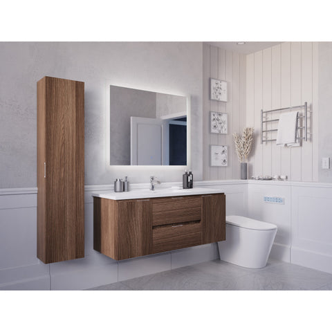 VT-MRSCCT48-DB - ANZZI 48 in. W x 20 in. H x 18 in. D Bath Vanity Set in Dark Brown with Vanity Top in White with White Basin and Mirror