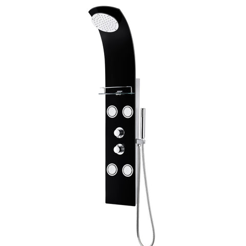 SP-AZ8095 - ANZZI Colossal Series 56 in. Full Body Shower Panel System with Heavy Rain Shower and Spray Wand in Black